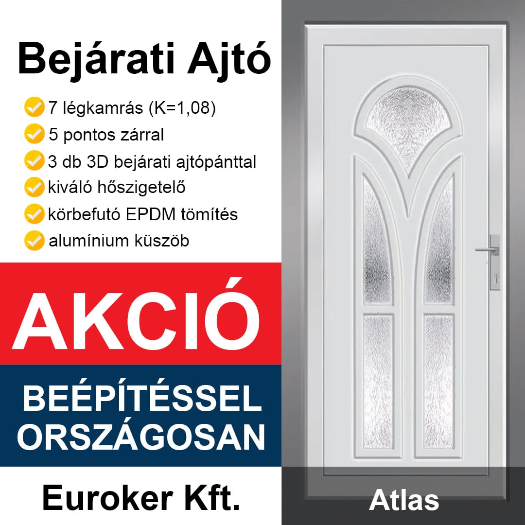 Atlas Kültéri Bejárati Ajtó - Műanyag Bejárati Ajtó AKCIÓ